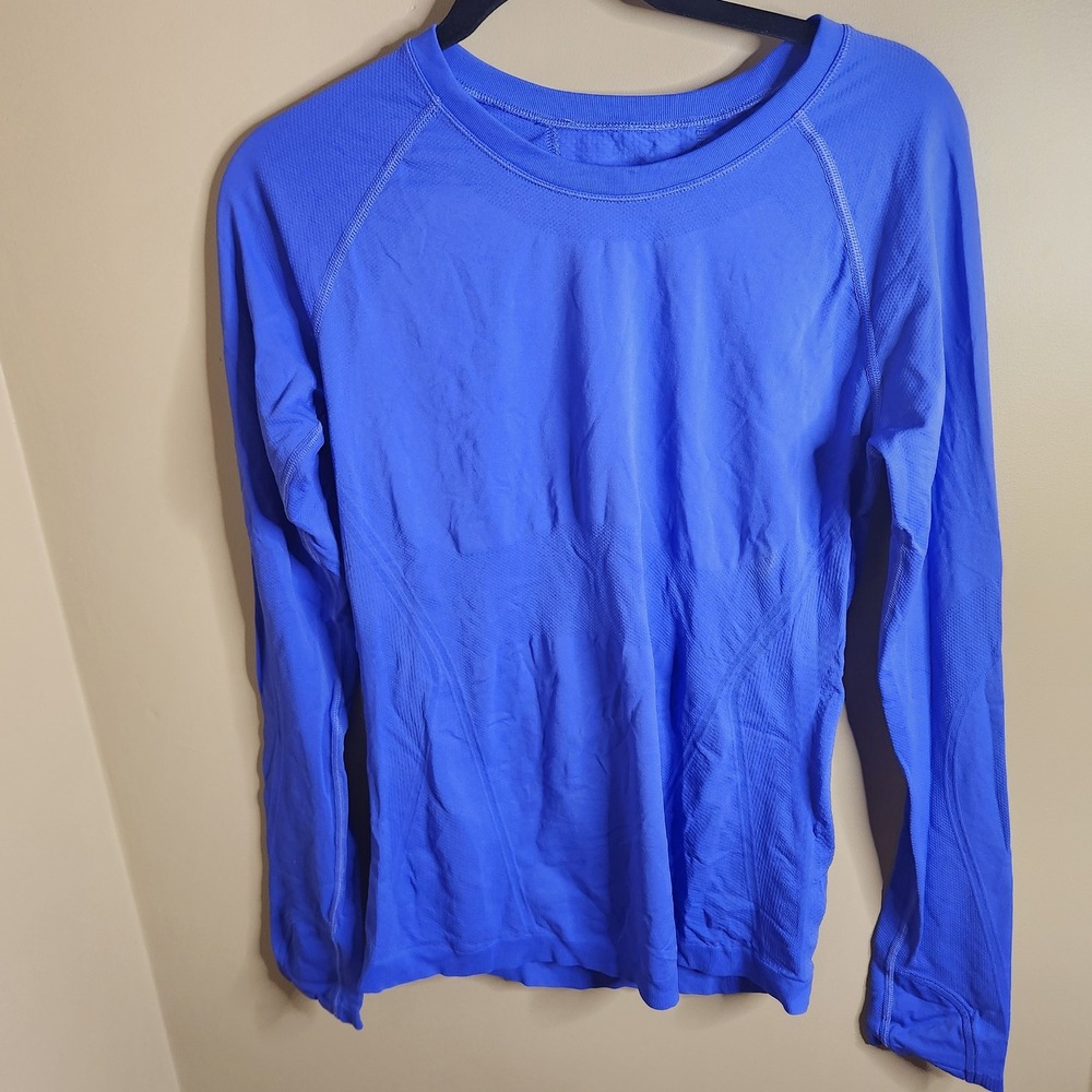 Athleta Momentum Long Sleeve Seamless Top Noble Blue Women Size M